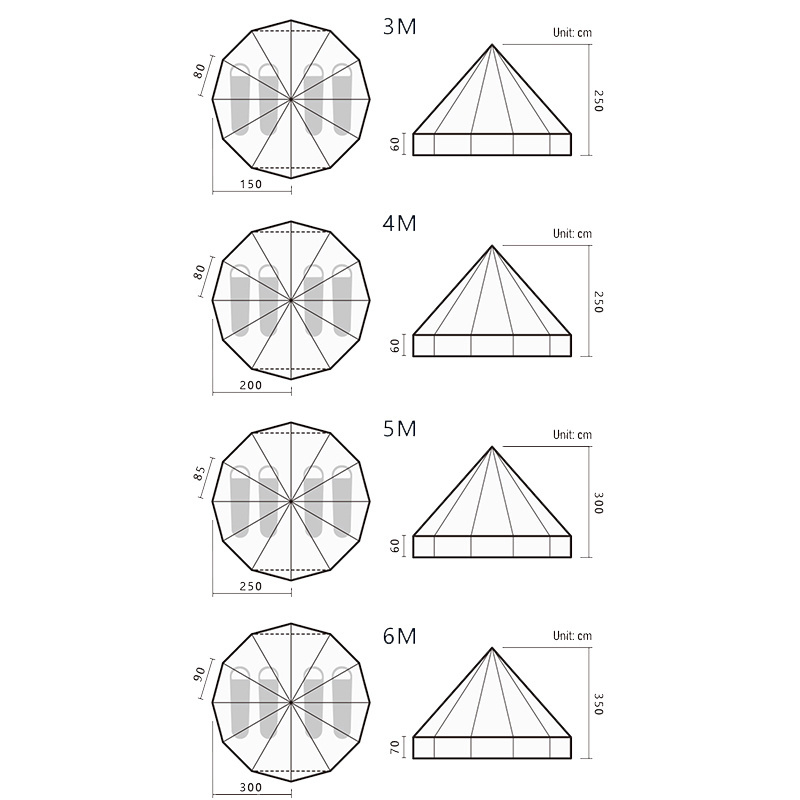 420D Oxford Luxury Canvas Cotton 5M 500Gms Polyester Hole Outdoor Sale Hotel Bell Luxury Yurt Glamping Tents