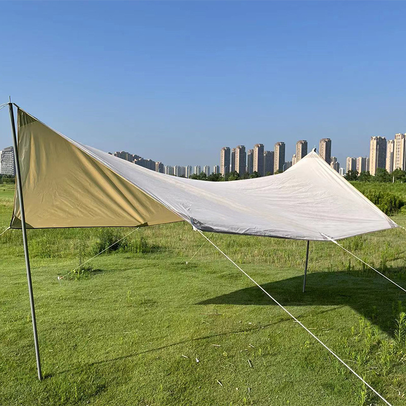 Outdoor Girder Shelter Sun Shade Rain Fly Awning Camping Tarp With Tent Pole Beach Tent Sun Shelter