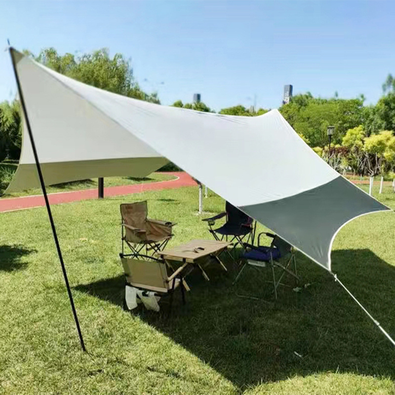 Outdoor Girder Shelter Sun Shade Rain Fly Awning Camping Tarp With Tent Pole Beach Tent Sun Shelter