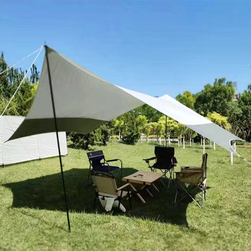 Outdoor Girder Shelter Sun Shade Rain Fly Awning Camping Tarp With Tent Pole Beach Tent Sun Shelter