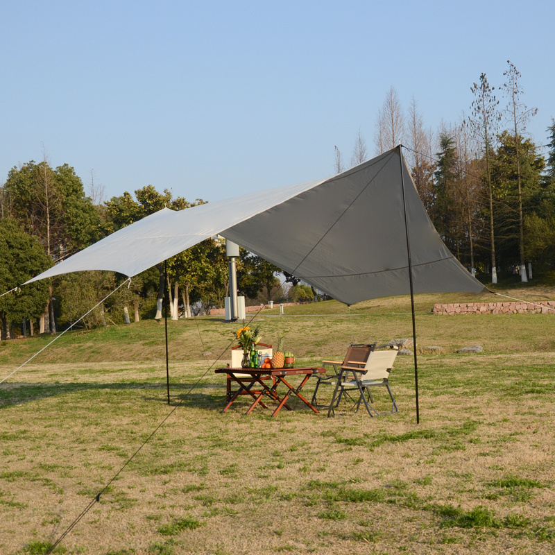 Outdoor Girder Shelter Sun Shade Rain Fly Awning Camping Tarp With Tent Pole Beach Tent Sun Shelter