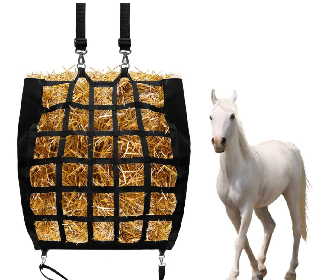 small untuk grass packing hay feeder carry net slow hay bale bag hole equestrian hay feed bag horse