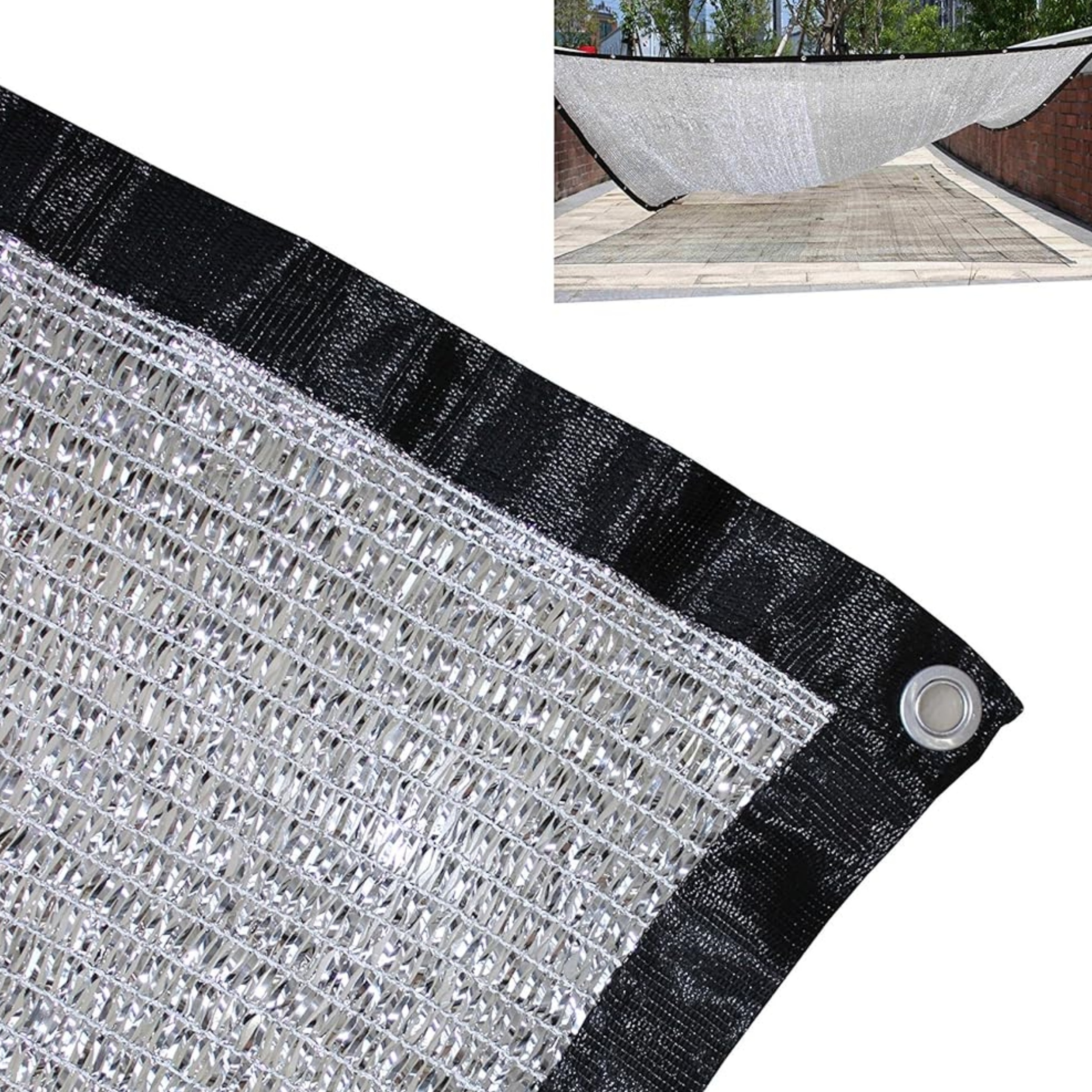 Outdoor sun reflective aluminum shade net aluminum foil sunshade net easy setup mesh canopy cover with grommets