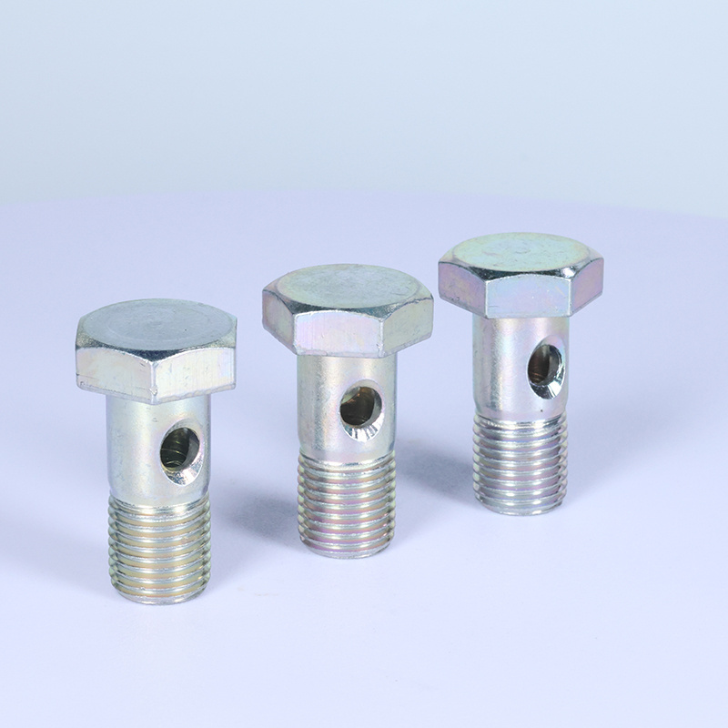 Hot selling Stainless steel Aluminium bolts M8 HEX head screw hollow screw with double holes for Tubing