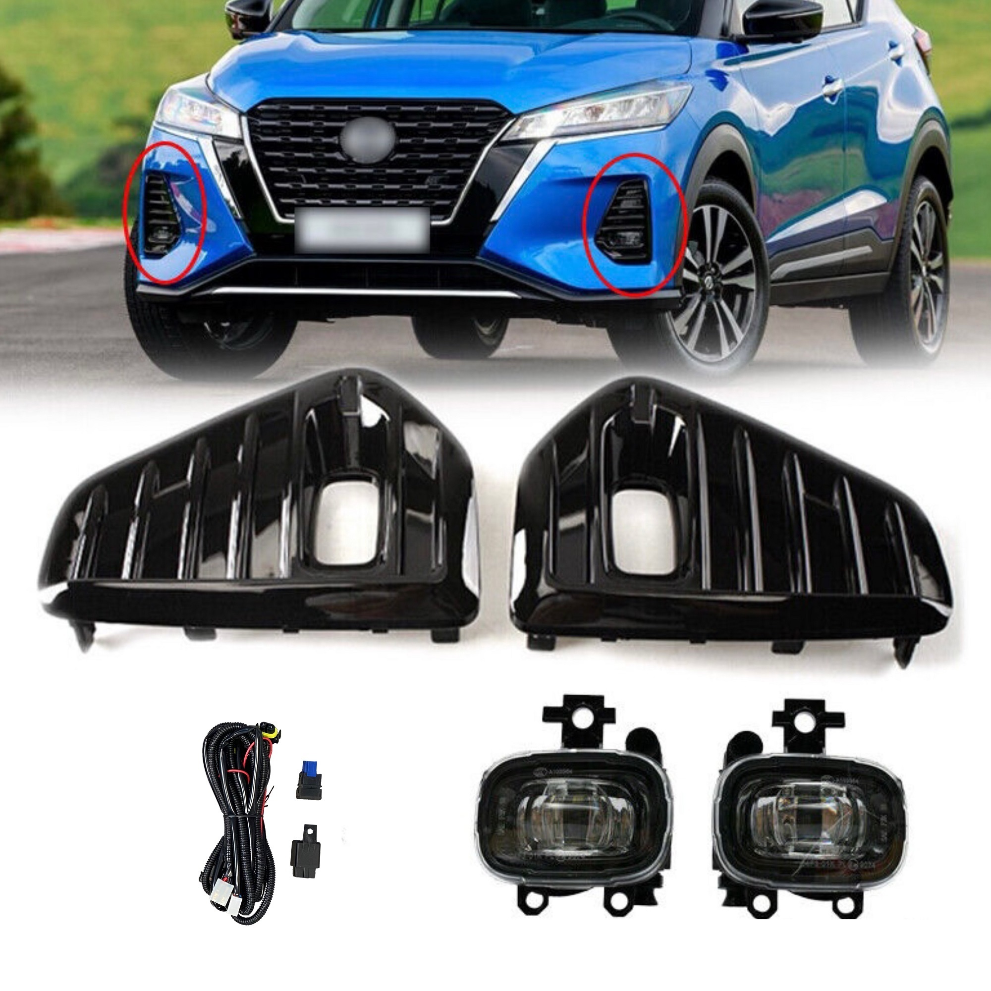 Mass Customization Car Body System Front Bumper LED Fog Lamps With Bulbs For Nissan Kicks Fog Light With Cover 2021 2022 2023