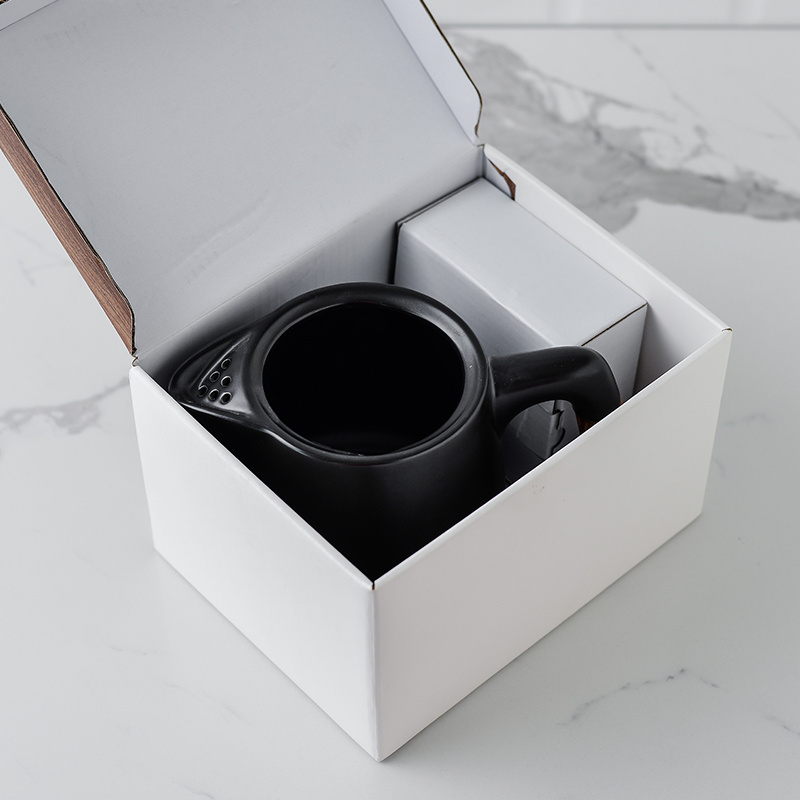 Matt Black Mugs Ceramic Tea Cups Wood Saucer With Wooden Handle Coffee Cup Gift Set ceramics tea sets