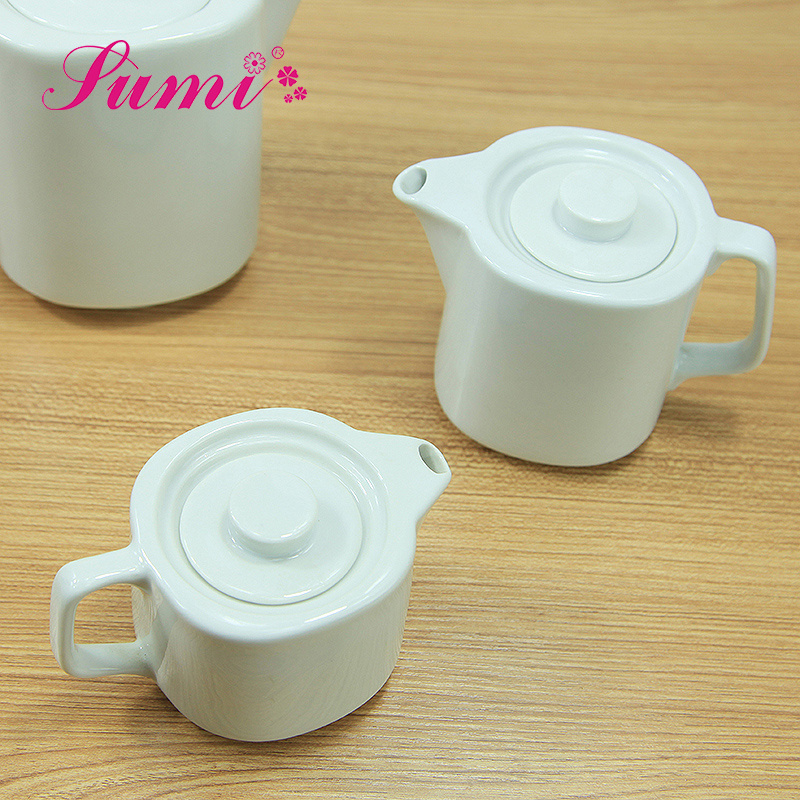 China supplier restaurant white ceramic tea pot , hotel porcelain tea coffee pot