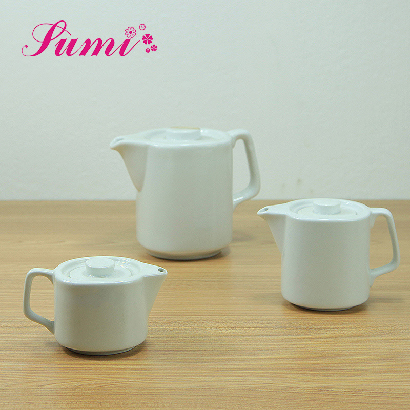 China supplier restaurant white ceramic tea pot , hotel porcelain tea coffee pot