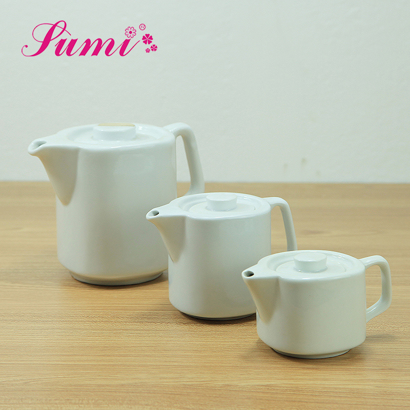 China supplier restaurant white ceramic tea pot , hotel porcelain tea coffee pot