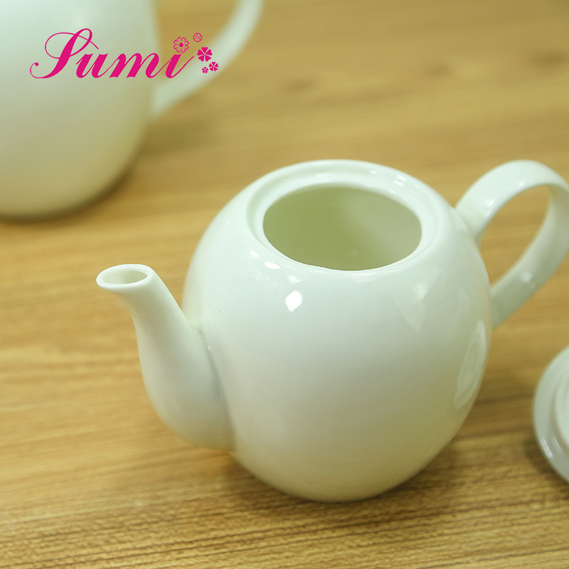 Chinese made Restaurant hotel used 1000ml chaozhou  white ceramic coffee tea pot