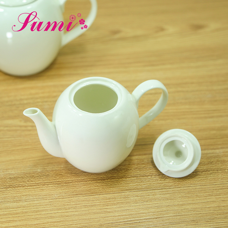 Chinese made Restaurant hotel used 1000ml chaozhou  white ceramic coffee tea pot