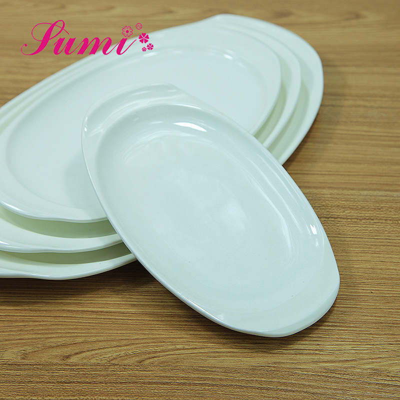 Wholesale restaurant dinner serving oval chinese bulk ceramic fish plate