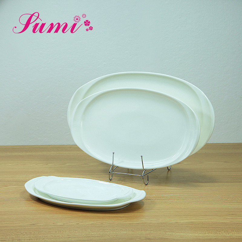 Wholesale restaurant dinner serving oval chinese bulk ceramic fish plate