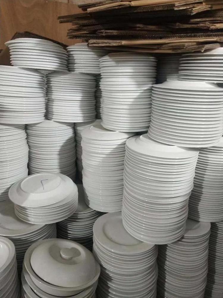 Factory Bulk Sell Stock White Dish Ceramic Plate By Ton Porcelain Dinner Sets Dinnerware For Hotel Restaurant Use