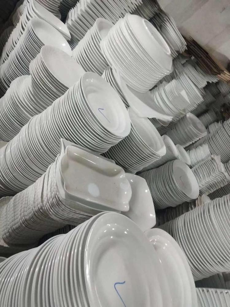 Factory Bulk Sell Stock White Dish Ceramic Plate By Ton Porcelain Dinner Sets Dinnerware For Hotel Restaurant Use