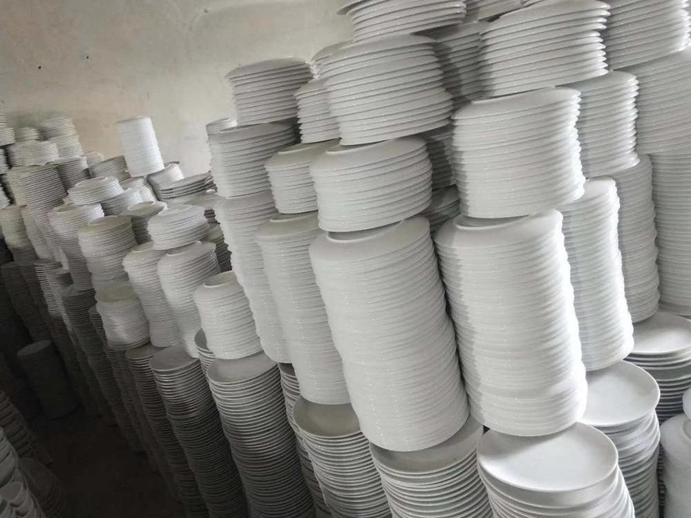 Factory Bulk Sell Stock White Dish Ceramic Plate By Ton Porcelain Dinner Sets Dinnerware For Hotel Restaurant Use