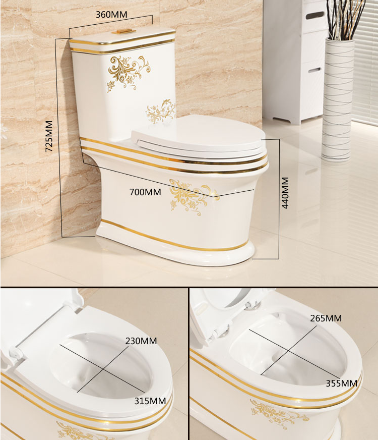 Chaozhou Factory Wc Toilet One Piece Toilet Luxury Gold Toilet Bowl For Sale