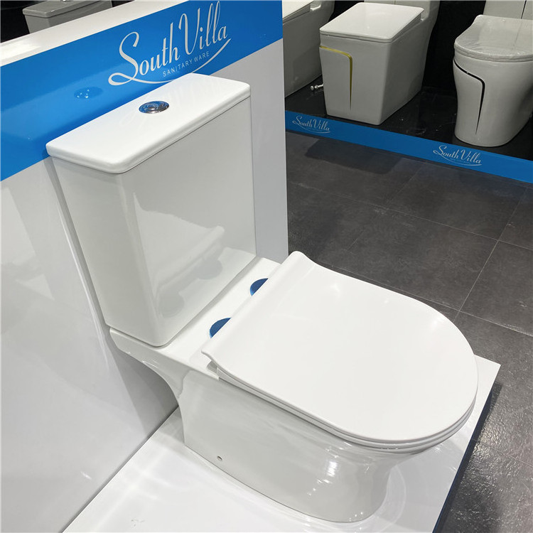 Modern Design Ceramic Sanitary Ware Round Rimless Tornado Bathroom Water Closet Toilet Bowl Ceramic Two Piece Toilet