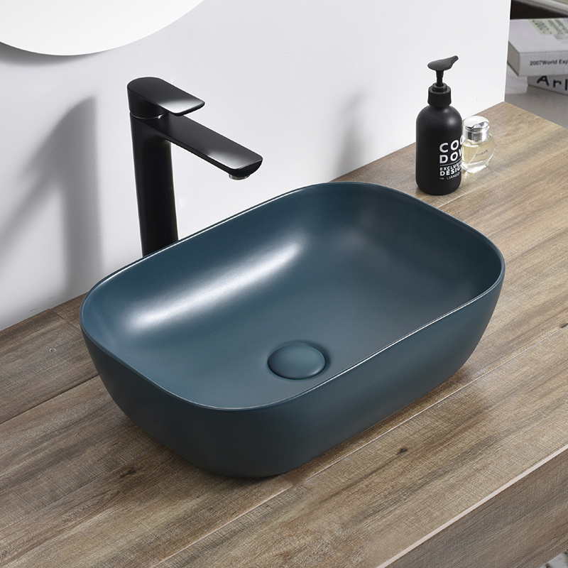 Hot sale modern european black wash basin face hand washbasin counter top ceramic bathroom vessel sink