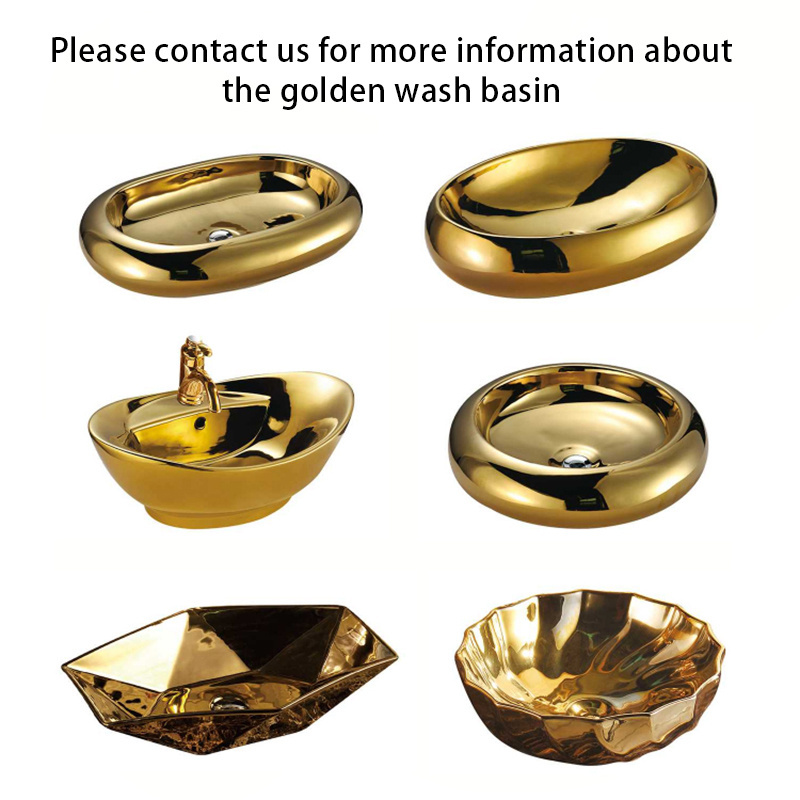 Royal style luxury art hand washbasin gold plated ceramic countertop basin golden bathroom vessel sink for hotel