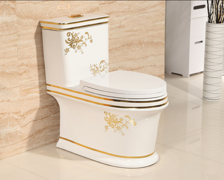 Chaozhou Factory Wc Toilet One Piece Toilet Luxury Gold Toilet Bowl For Sale