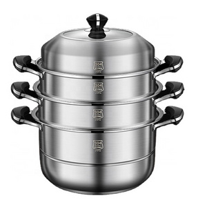 Japanese large stainless steel 28cm couscoussier bread dumpling cooking steamer pot