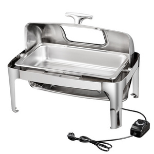 Stainless steel roll top chaffing dishes buffet catering food warmer chafing dish buffet set