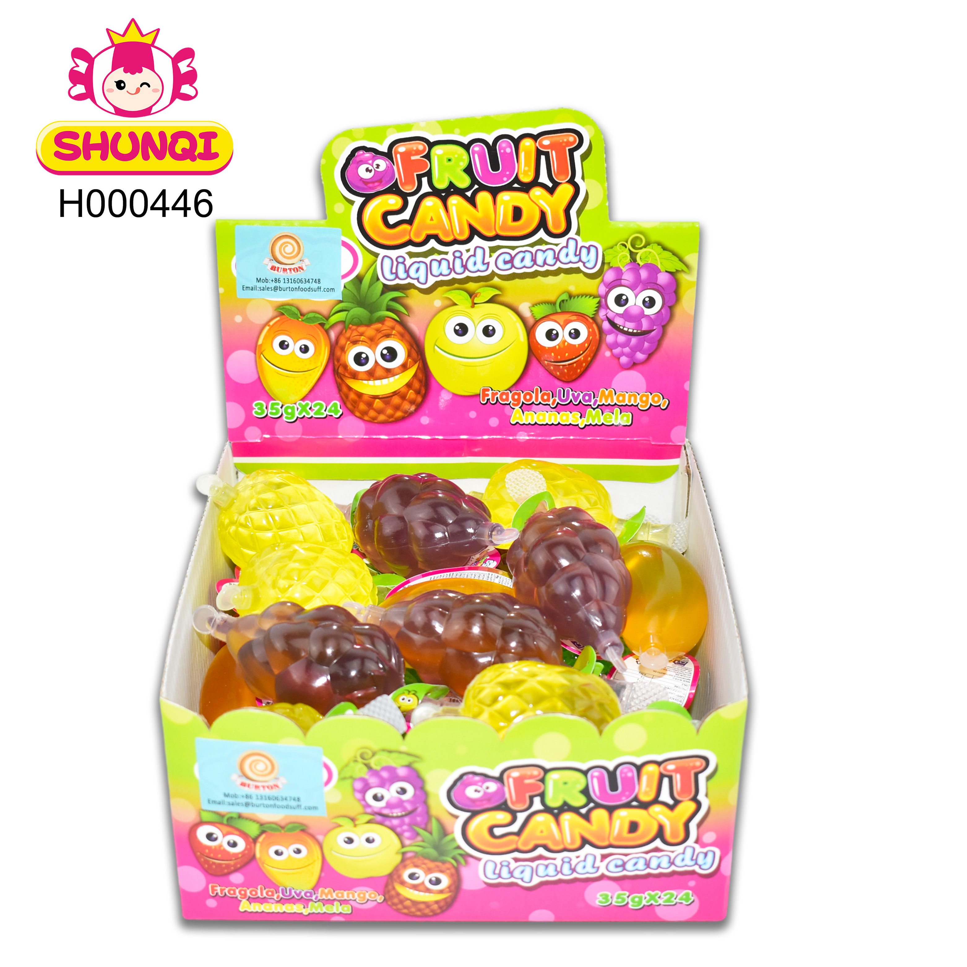 Good taste Hanging bottle jelly fruit shape fruity flavor jelly liquid candy in box pudding jelly for kids