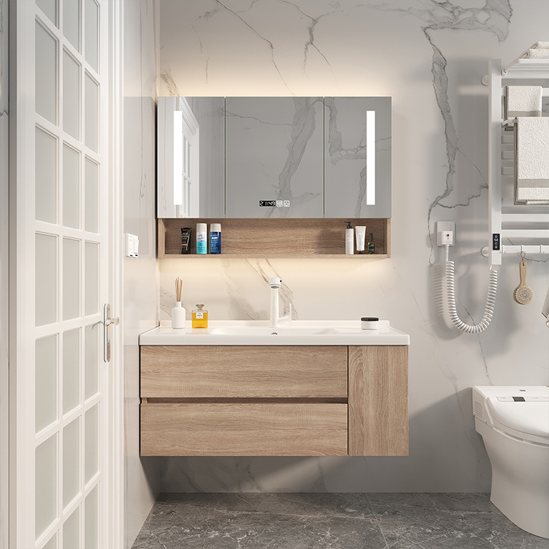 Hign End Wall Hung Plywood Bath Washbasin Furniture Set Modern Bathroom Vanity Cabinet with Under Counter Basin