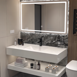 Customized Modern Rock Plate Sink Slate Floating Vanity Cabinet Basin Wall Hung Bathroom Single Sink Artificial Sintered Stone