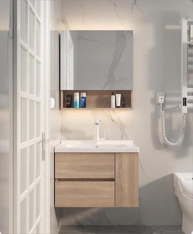 Hign End Wall Hung Plywood Bath Washbasin Furniture Set Modern Bathroom Vanity Cabinet with Under Counter Basin