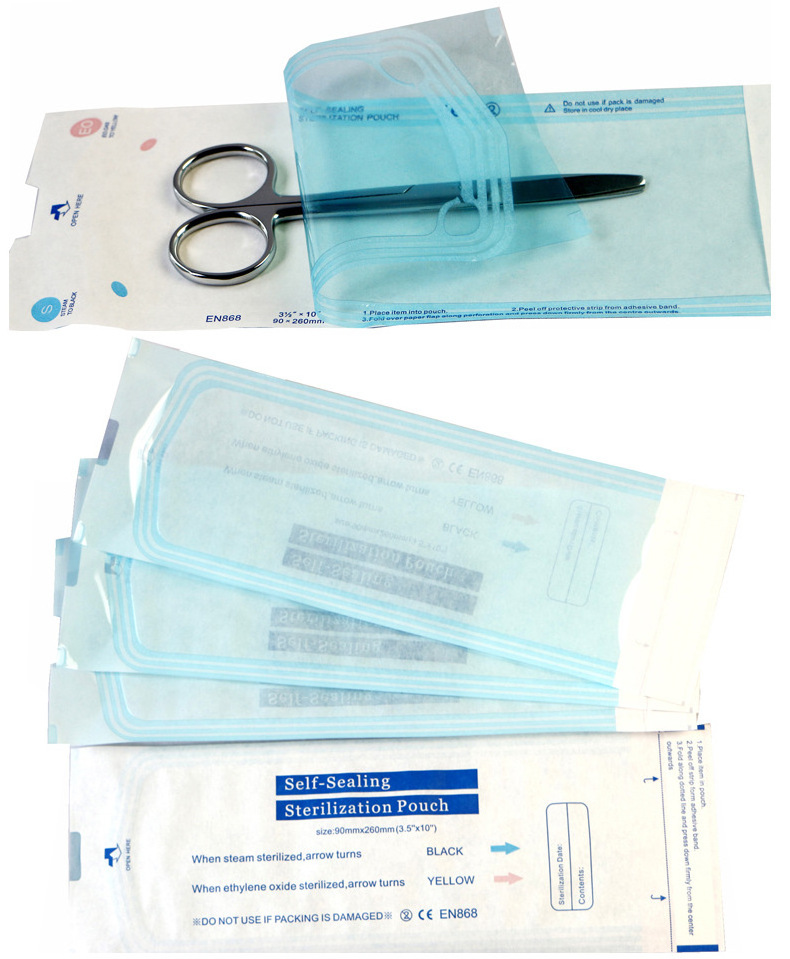 Medical grade dry heat self-sealing sterilization pouch all kinds of size