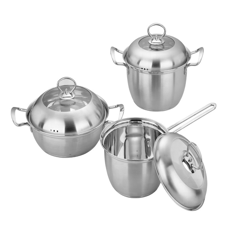 Low MOQ quality cookware german cookware brands 201stainless steel Induction bottom pot set for wholesale