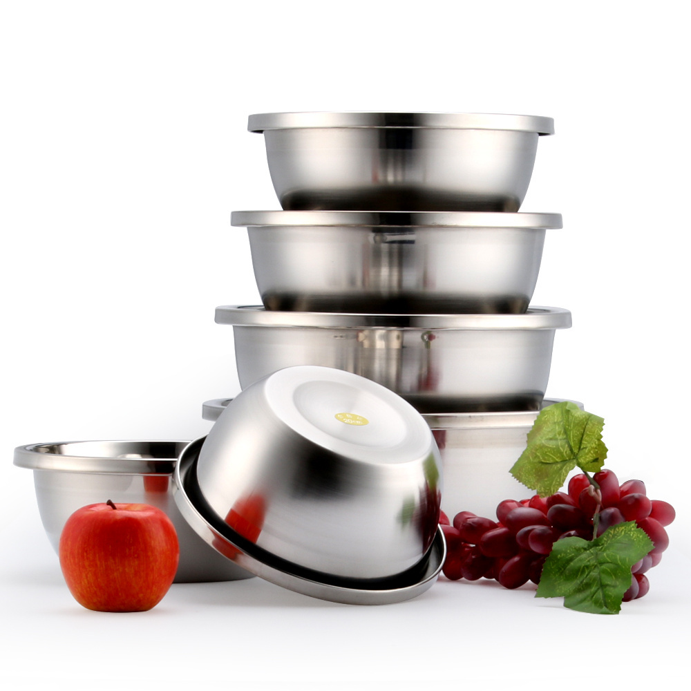 High quality Salad Bowl thick mixing set stainless steel food wash basin or washing vegetables