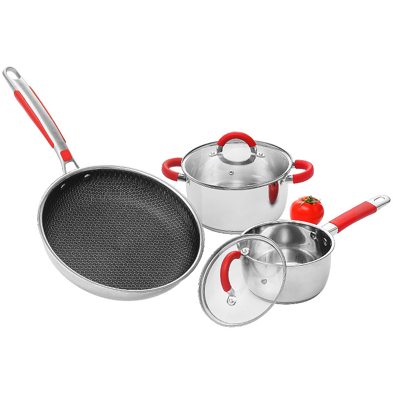 Nonstick Cooking Cookware Milk Pot 304 Stainless Steel Cookware Set Kitchen Metal OEM Packing Double Handle Feature Eco Material