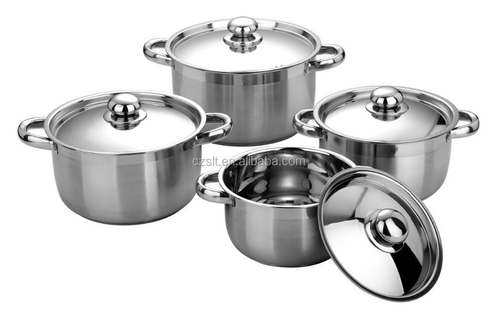 6PCS Stainless Steel Cooking Pot Non Stick Cookware Set with Steel Lid Kitchen Cooking Food Steel Handle 1000 Sets Polishing