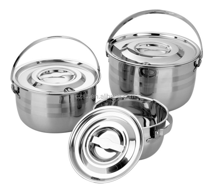 6PCS Stainless Steel Cooking Pot Non Stick Cookware Set with Steel Lid Kitchen Cooking Food Steel Handle 1000 Sets Polishing