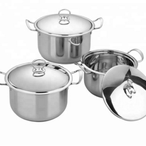 6PCS Stainless Steel Cooking Pot Non Stick Cookware Set with Steel Lid Kitchen Cooking Food Steel Handle 1000 Sets Polishing