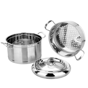 Multifunctional double layer Stainless Steel  Stackable Food warmer Steamer Pot with mesh steamer