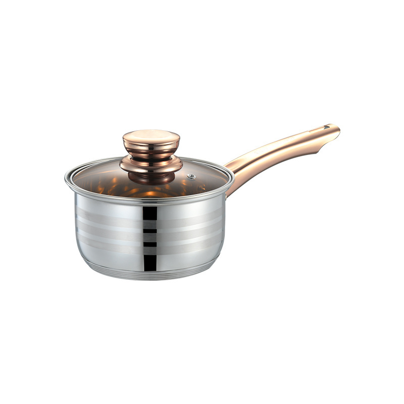 3-layer stainless steel milk pot small cooking pan 304 stainless steel sauce pan with glass lid