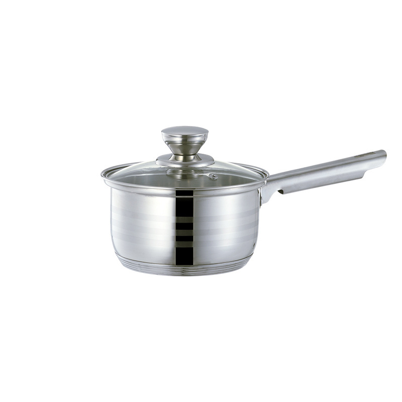 3-layer stainless steel milk pot small cooking pan 304 stainless steel sauce pan with glass lid