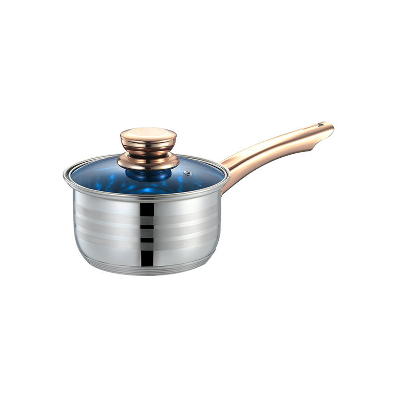 3-layer stainless steel milk pot small cooking pan 304 stainless steel sauce pan with glass lid