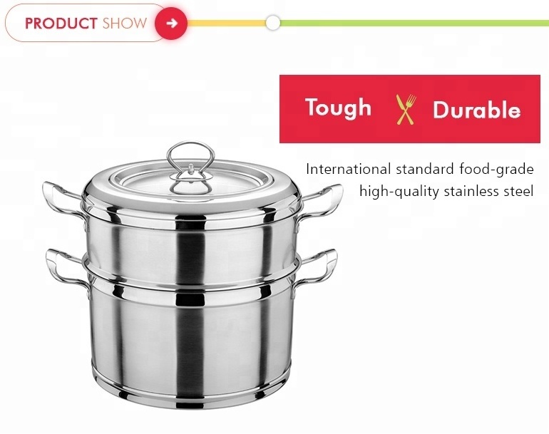 Multifunctional double layer Stainless Steel  Stackable Food warmer Steamer Pot with mesh steamer