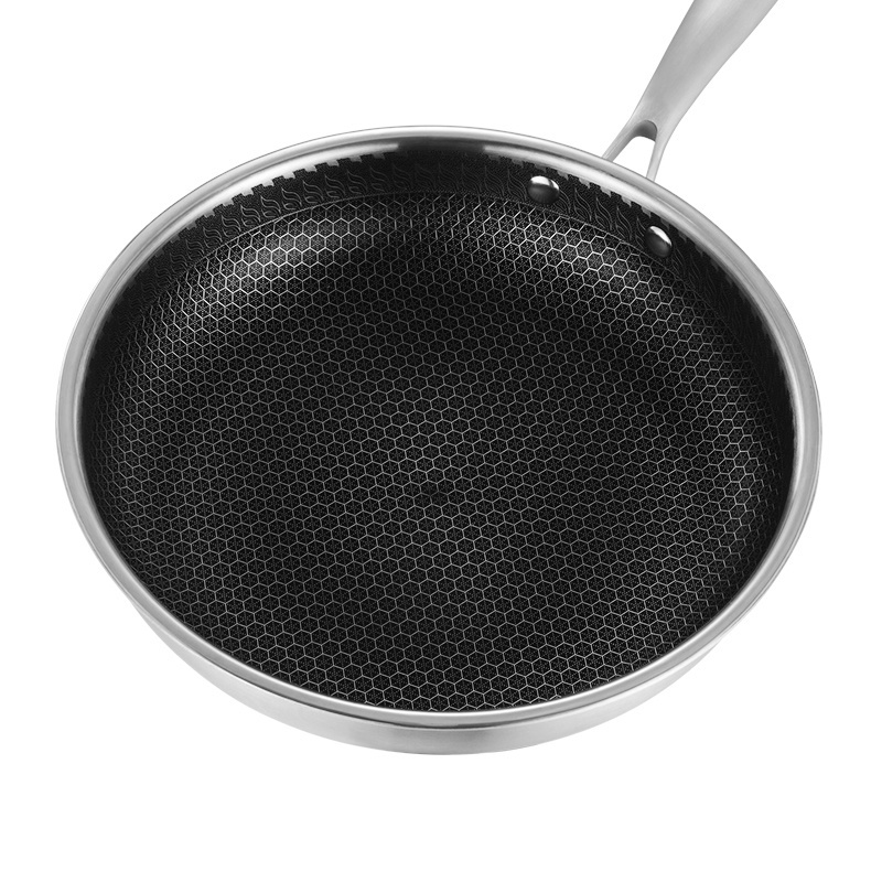 Low MOQ Nonstick Cookware Honeycomb Coating Stainless Steel Non Stick Frying Pan for Cooking