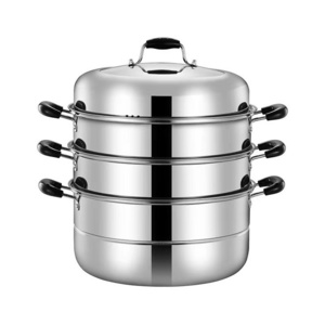 Factory 28 32cm Steamer pot 3 Layers Stainless Steel Dumplings Seafood Rice Cooking Food Steamer for Sale