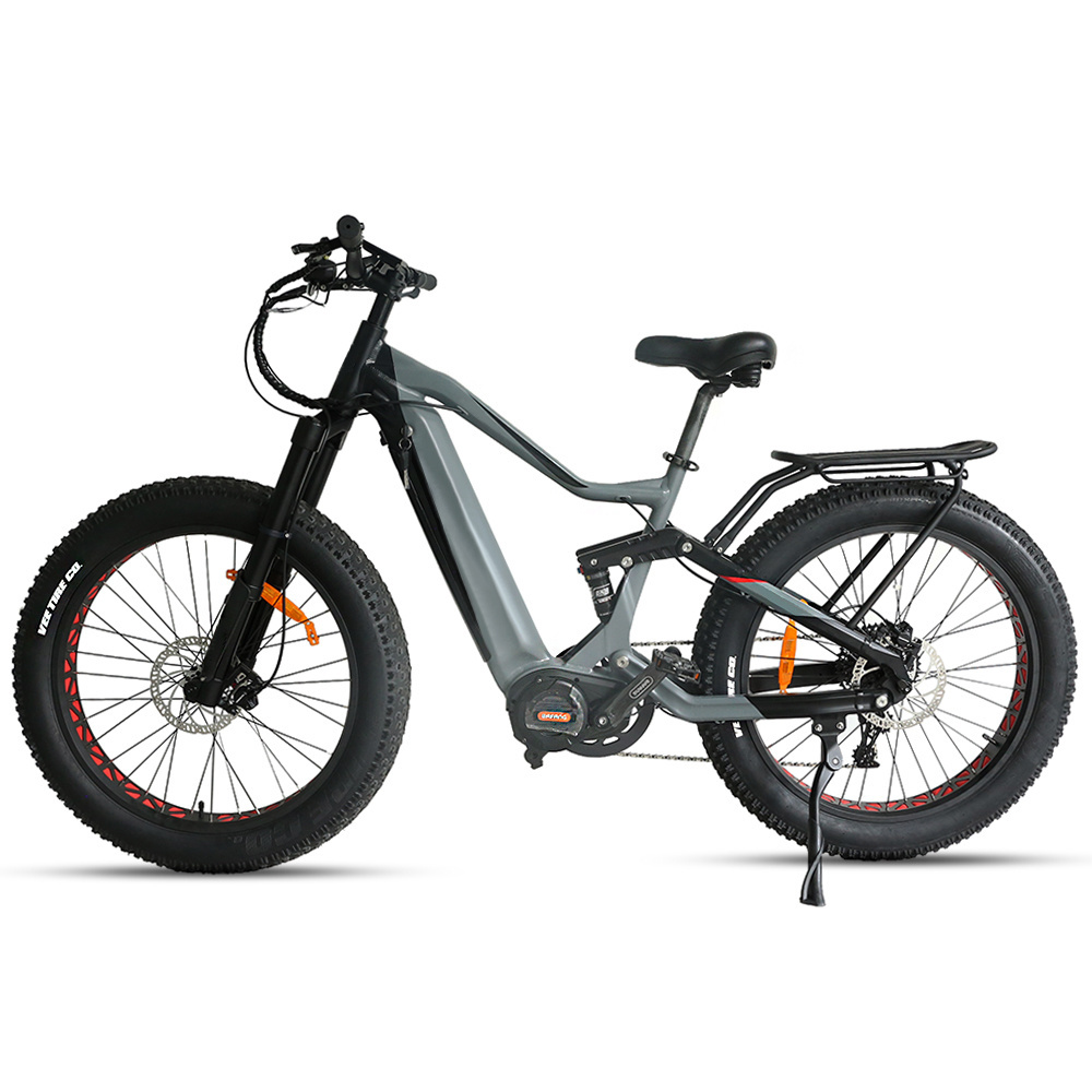 48V 1000W mid drive BAFANG G510 26x4.0 fat tire full suspension beach cruiser e bike bicycle electric bike