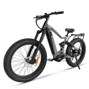 48V 1000W mid drive BAFANG G510 26x4.0 fat tire full suspension beach cruiser e bike bicycle electric bike