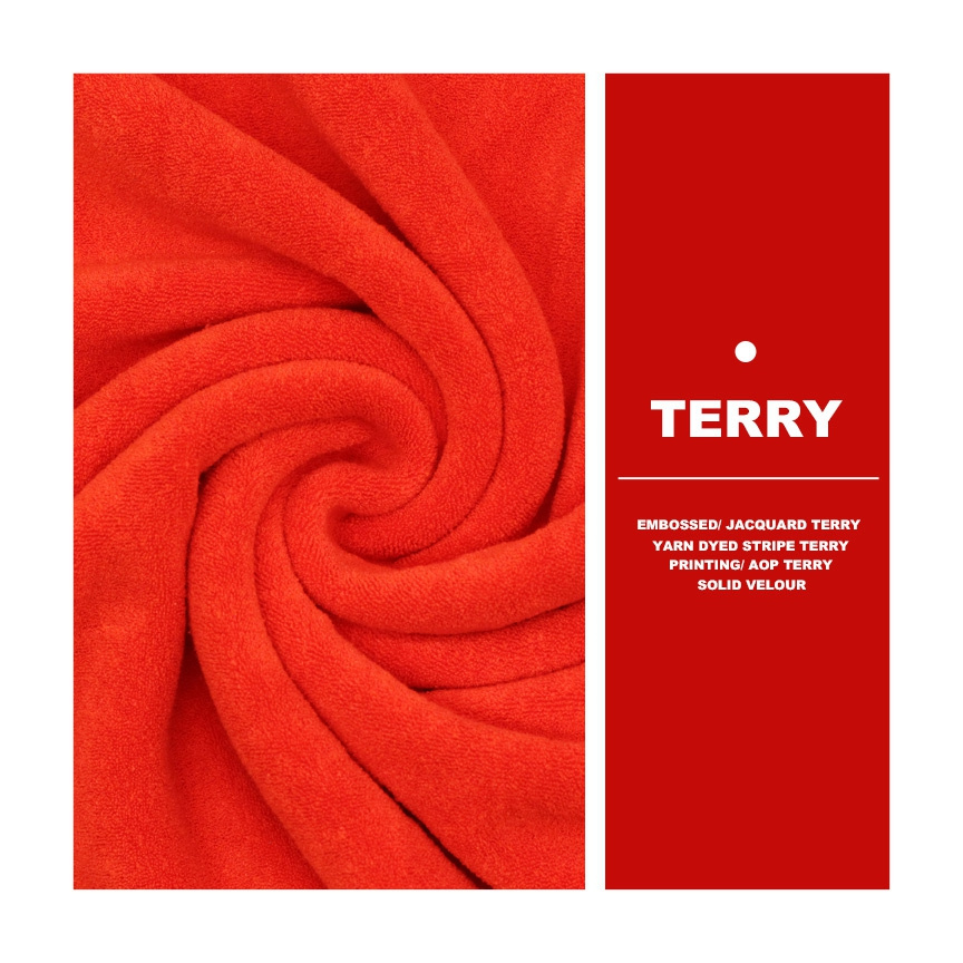 Cotton Organic 250gsm Printed Knit French Terry Towel Fabrics Brushed Polyester Terry Cloth Fabric