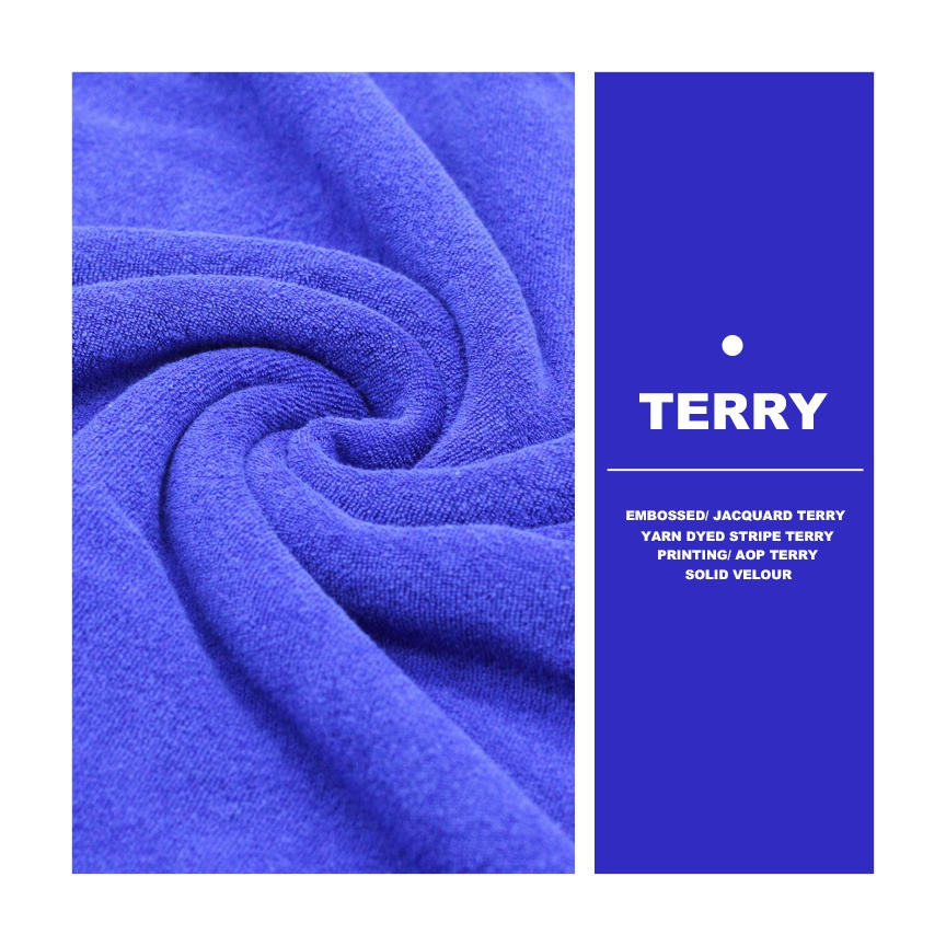 Cotton Organic 250gsm Printed Knit French Terry Towel Fabrics Brushed Polyester Terry Cloth Fabric