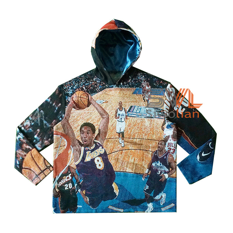 Hot Sale Custom Tapestry Woven Hoodie Sweater Plus Size Men's Pullover Basketball clothing